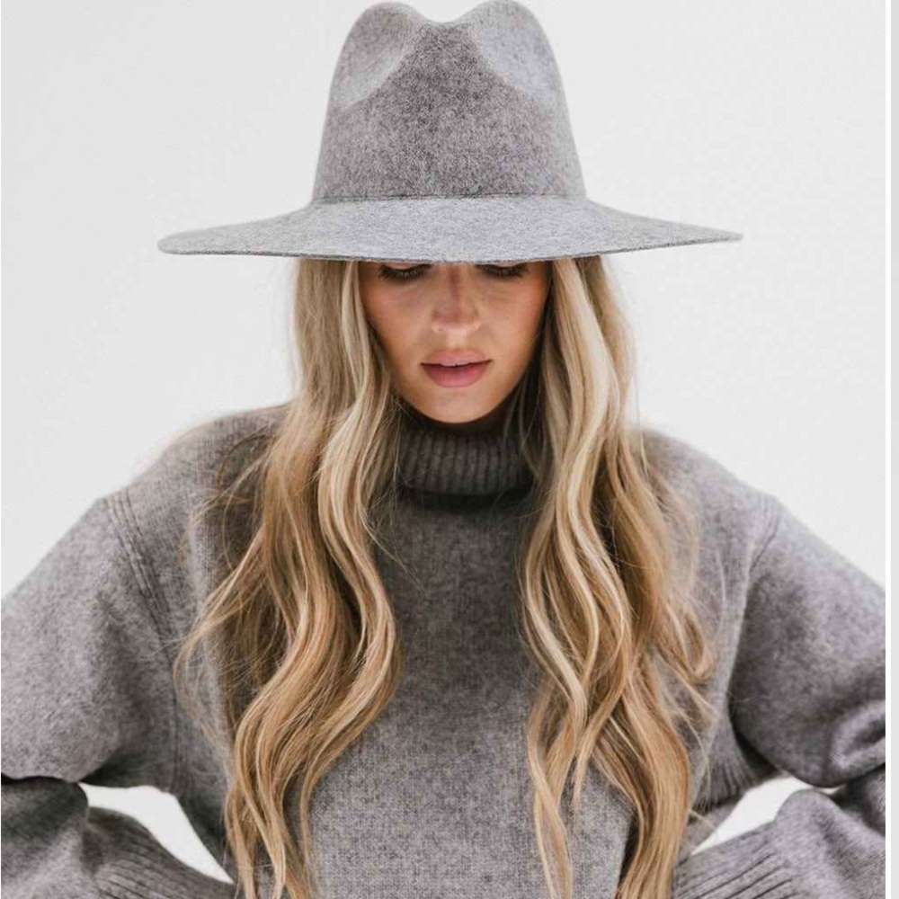 GIGI PIP Gray Fedora Hat with Wide Brim